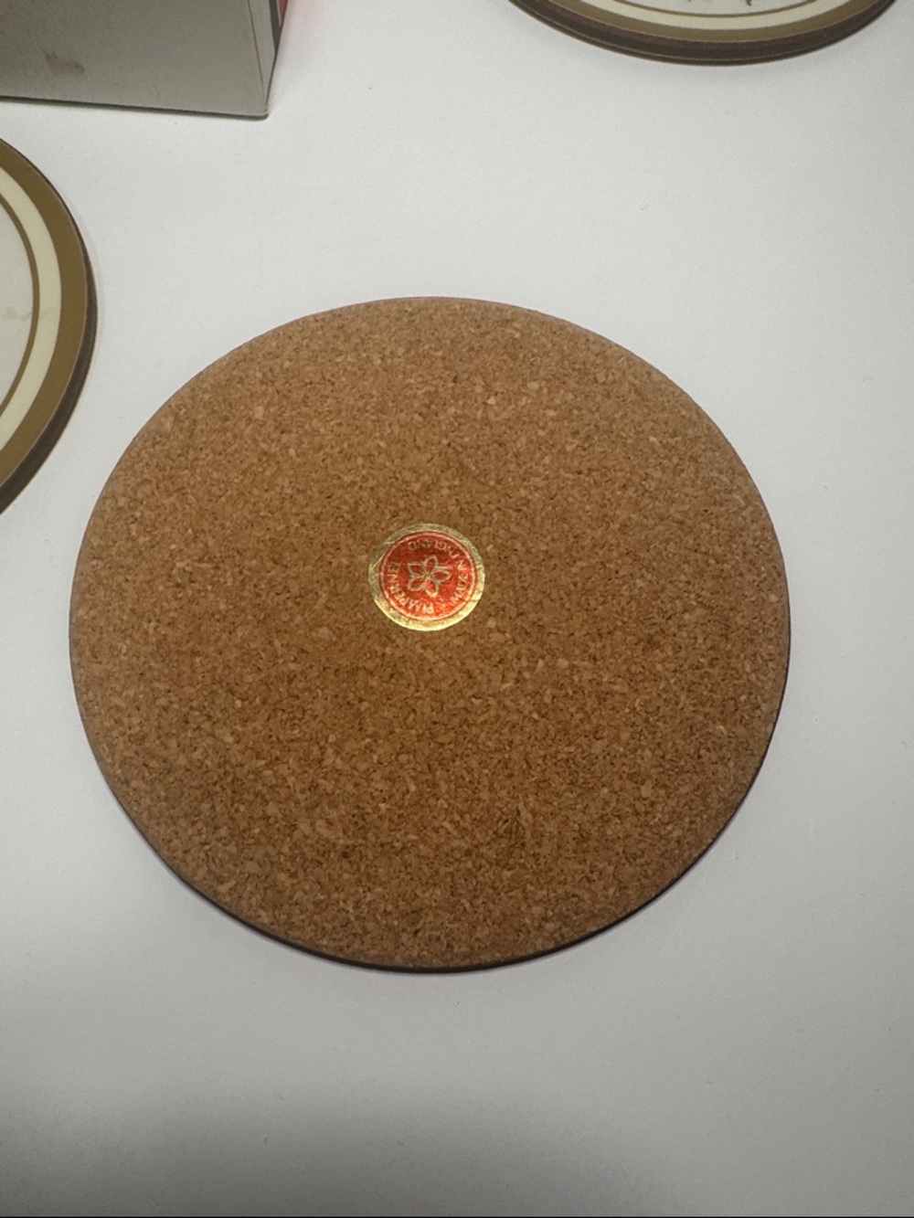 NIB 5 round Pimpernel Floral Coaster Set in Yellow, Purple & Cream England - Picture 5 of 6